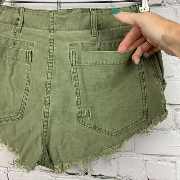 Free People Raw and Patched Standoff Short Cotton Soft Natural Mossy - Picture 10 of 14